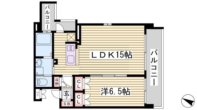 アルファレガロ神戸ウエスト(1LDK/11階)の間取り写真