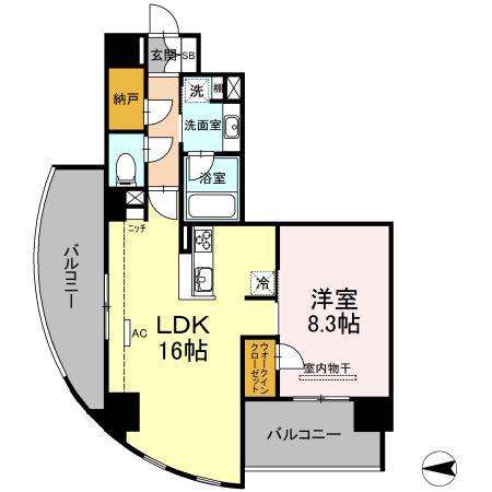 Dプレイス 九品寺(1LDK/2階)の間取り写真