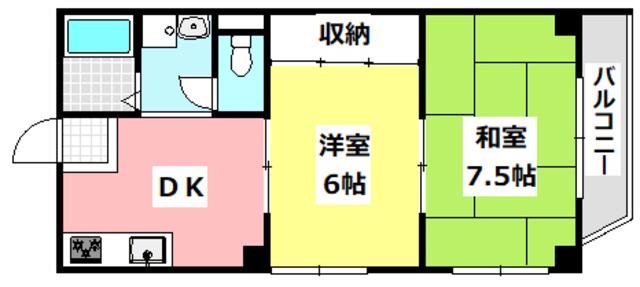 コーポマヤ(2DK/2階)の間取り写真