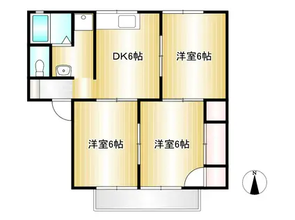 ガーデンビュー西中4棟(3DK/2階)の間取り写真