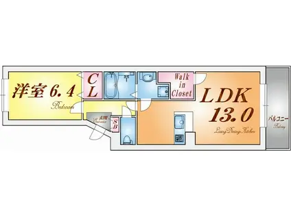 ベルフローラ垂水(1LDK/2階)の間取り写真