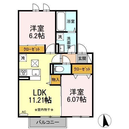 ドエルSEN I(2LDK/2階)の間取り写真