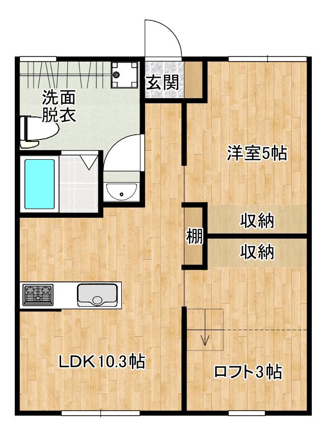 CATBOX TADEIKE B棟(2LDK/2階)の間取り写真
