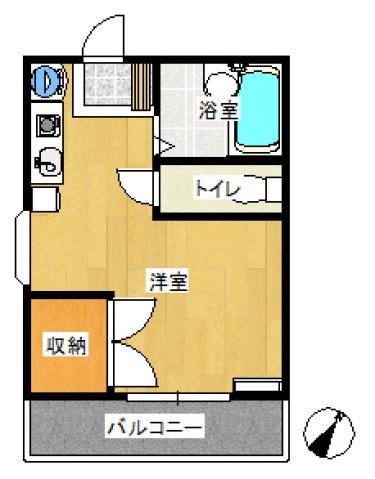 つくみ野第二コーポ(ワンルーム/2階)の間取り写真