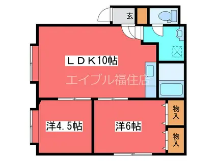 エターナルニシヤ23(2LDK/3階)の間取り写真