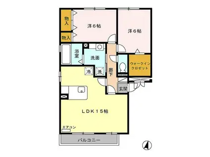 ウィスタリアC棟(2LDK/3階)の間取り写真
