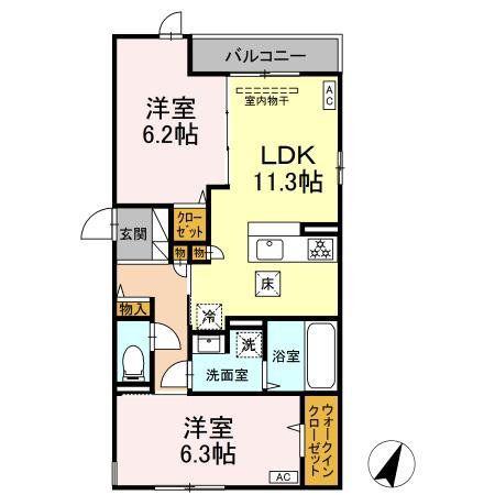 DBLESS湘南辻堂(2LDK/1階)の間取り写真