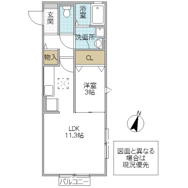 アヴァンティ佐和(1LDK/2階)の間取り写真