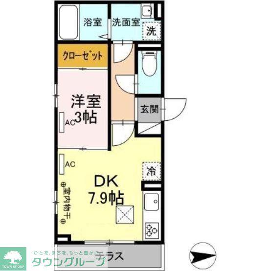 オークビレッジII(1DK/2階)の間取り写真