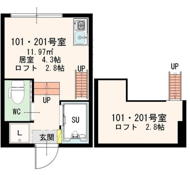 シャンブル東新宿(ワンルーム/1階)の間取り写真