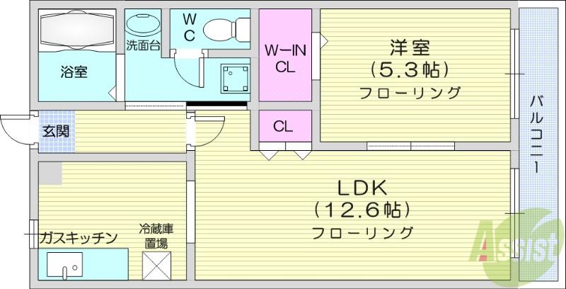 ヴィーブル(1LDK/2階)の間取り写真