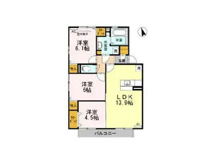 セジュールYAMAZAKI C(3LDK/2階)の間取り写真