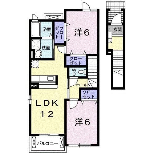 ビュー愛里洲(2LDK/2階)の間取り写真