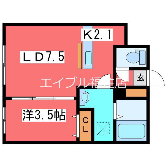 BASE TSUKISAMU(1LDK/3階)の間取り写真