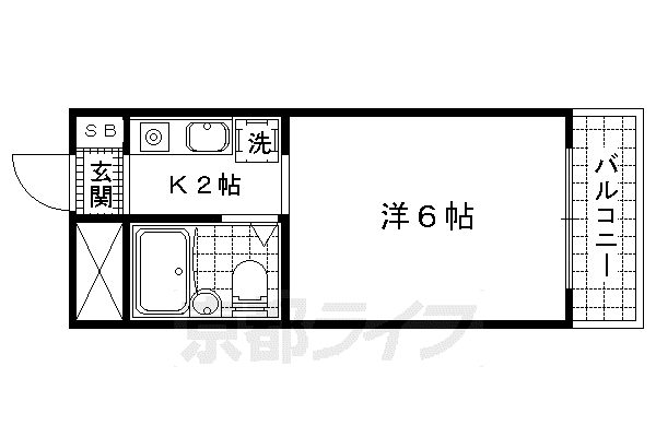 レジデンス・WITH(1K/2階)の間取り写真