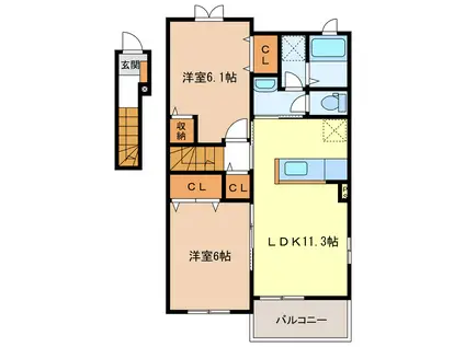 Y PLACE II III IV(2LDK/2階)の間取り写真