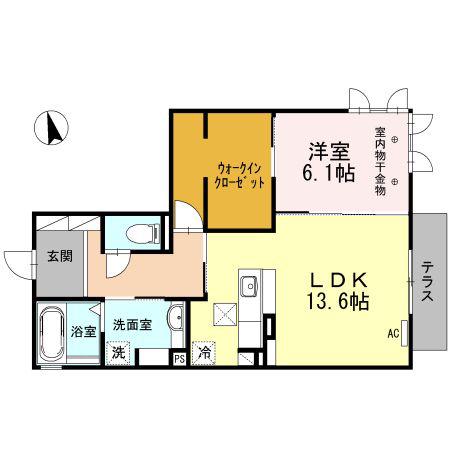 ラシュレ(1LDK/1階)の間取り写真