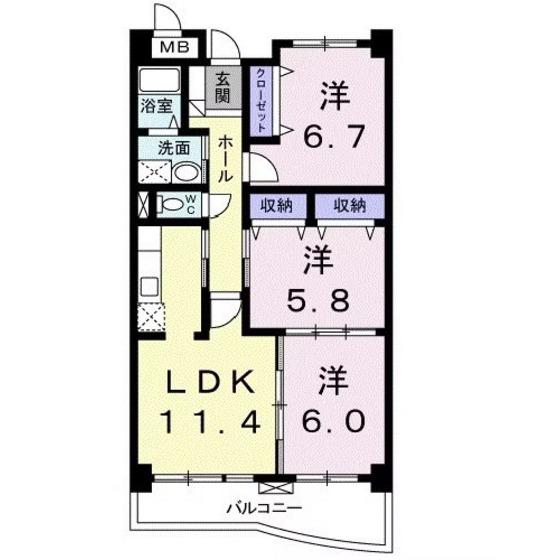 グランドレジデンス(3LDK/3階)の間取り写真