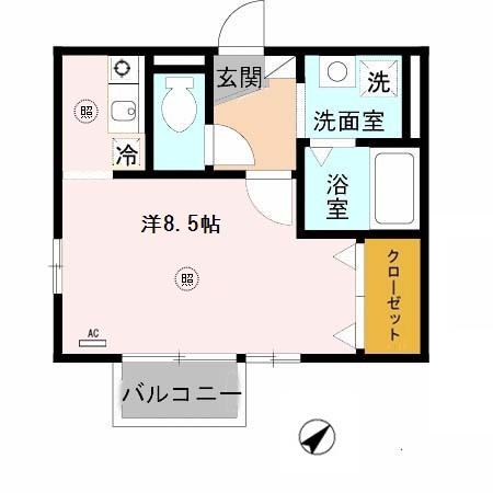 ビアハウスII(ワンルーム/2階)の間取り写真