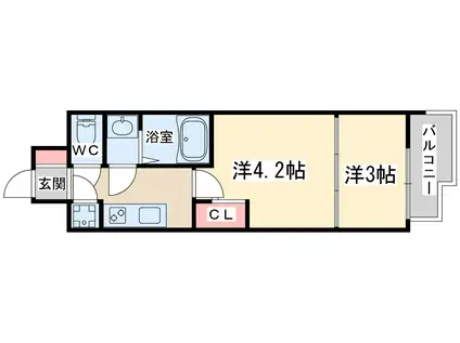 セレニテ東梅田アリエ(2K/10階)の間取り写真