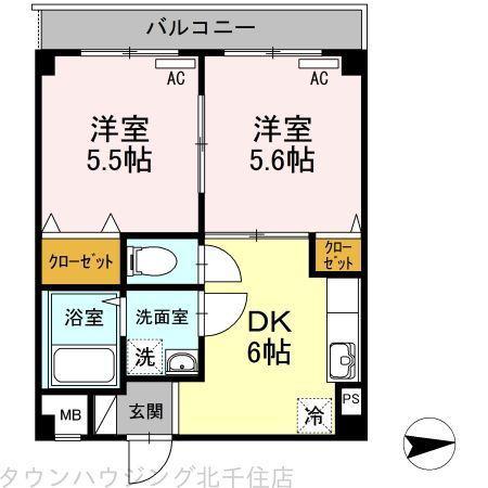 サンモールワタナベ(2DK/3階)の間取り写真