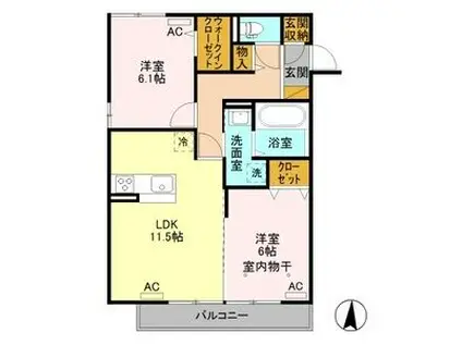 ヴィーナスヴィレッジ(2LDK/2階)の間取り写真