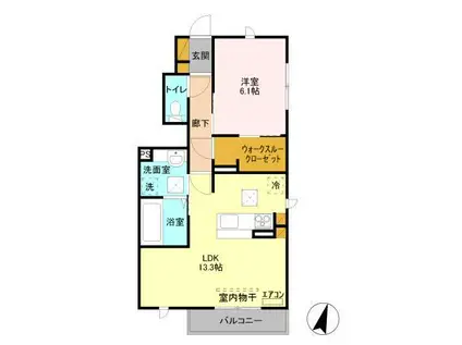 アピオン II(1LDK/1階)の間取り写真