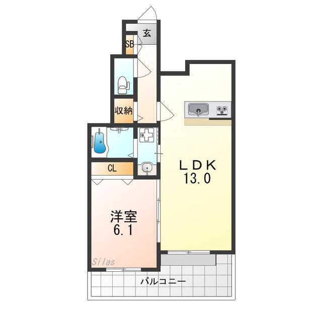 CASAあびこ道(1LDK/1階)の間取り写真