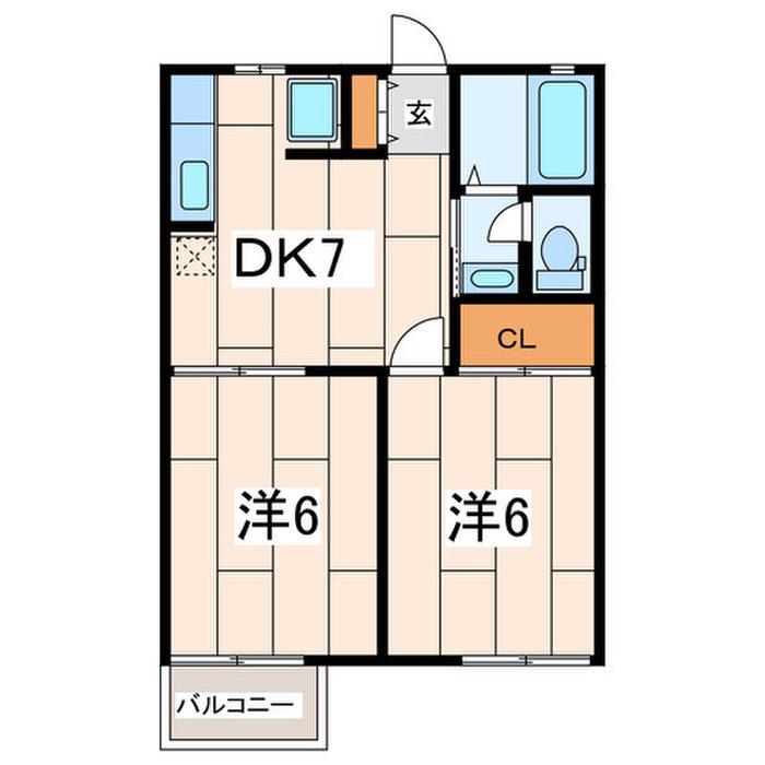 グレイスハイツ(2DK/1階)の間取り写真