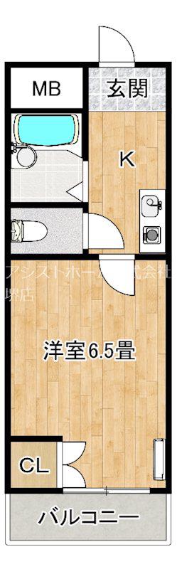 プレアール堺宿院(1K/2階)の間取り写真