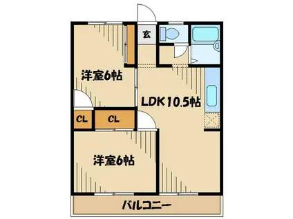 ガーデンウエストII(2LDK/1階)の間取り写真