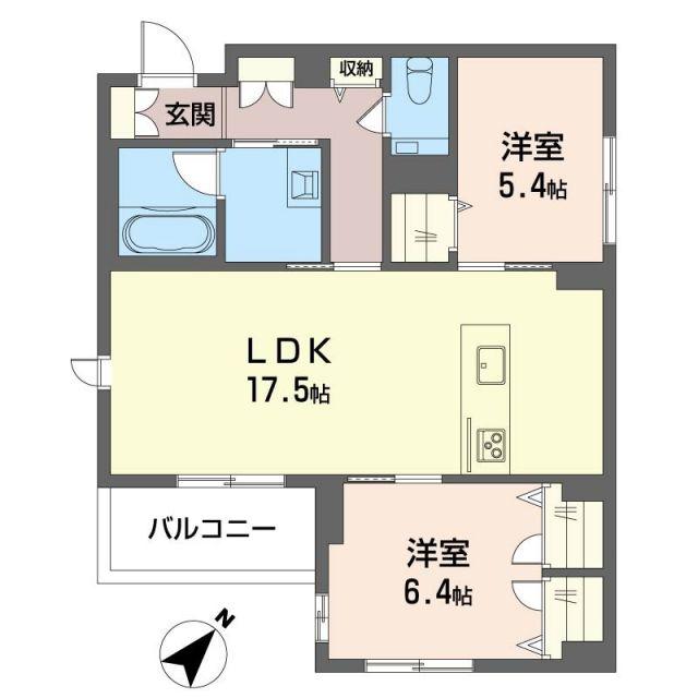 クレスティーク(2LDK/2階)の間取り写真