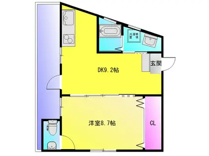 コーポウエムラ(1LDK/1階)の間取り写真