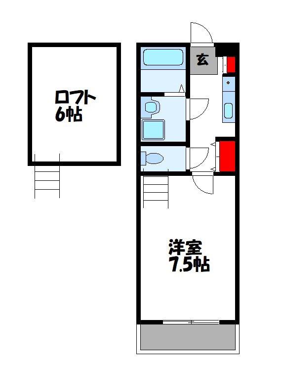 ラルーチェ九工大前(1K/2階)の間取り写真