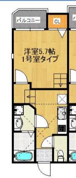 クレオ姪浜壱番館(1SK/2階)の間取り写真