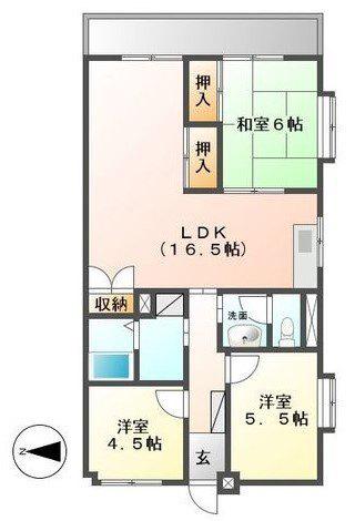 アサヒパレス庄内(3LDK/6階)の間取り写真