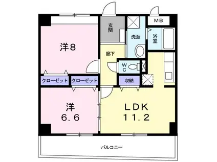 ジェルメ・コムーネ(2LDK/4階)の間取り写真