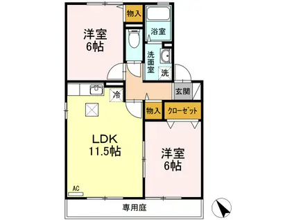 クラリス(2LDK/1階)の間取り写真