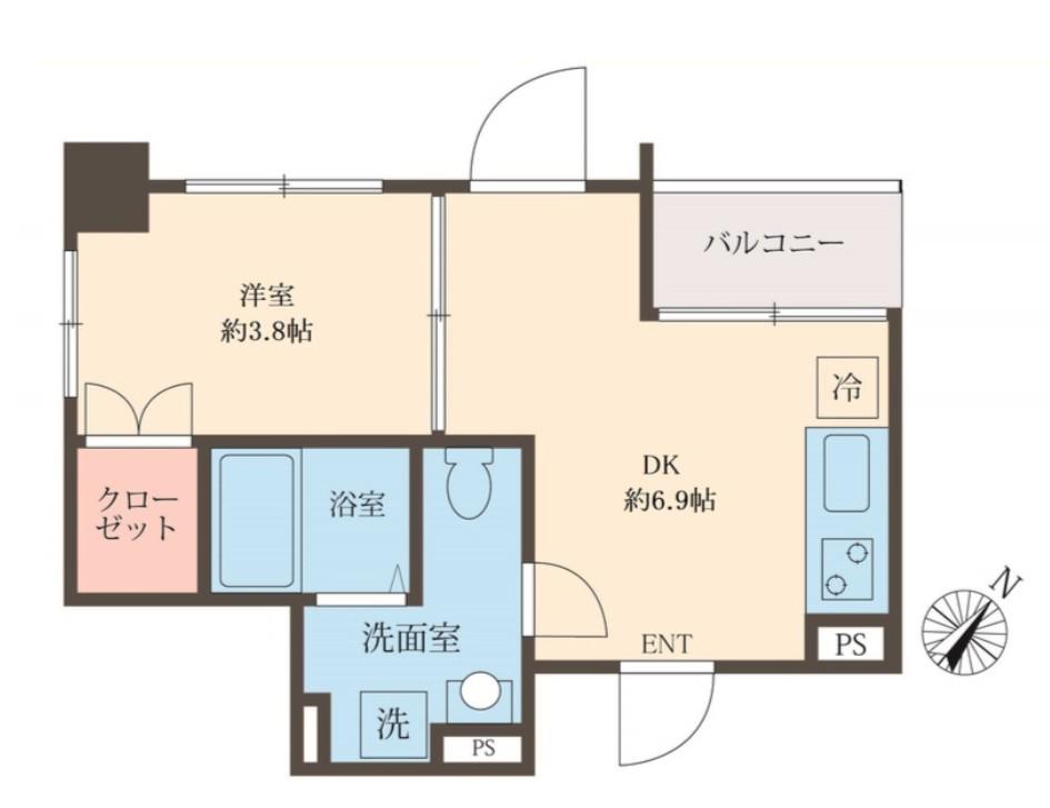 スフィア日本橋富沢町(1DK/3階)の間取り写真