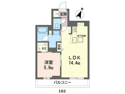 アルフラット天樂(1LDK/1階)の間取り写真