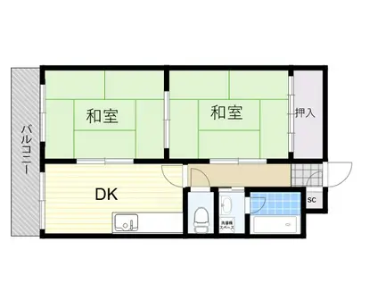 メゾンモンマタン(2DK/2階)の間取り写真