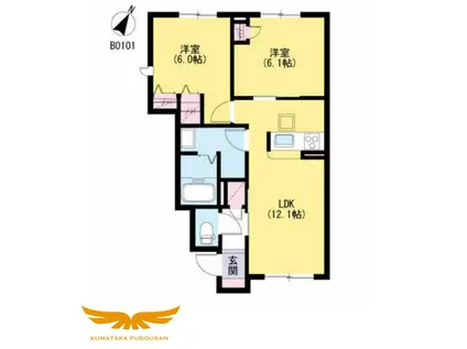 クレストールアベニュー II棟(2LDK/1階)の間取り写真