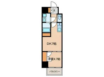 CAVANAYOTSUYA(1DK/12階)の間取り写真