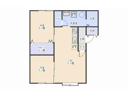 徳田マンションB(2LDK/2階)の間取り写真