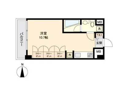 パークフラッツ永福町(ワンルーム/3階)の間取り写真