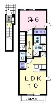 サンシャインフォレストI(ワンルーム/2階)の間取り写真