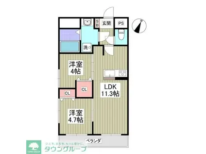 リバーサイドマンション 熊谷(2DK/2階)の間取り写真