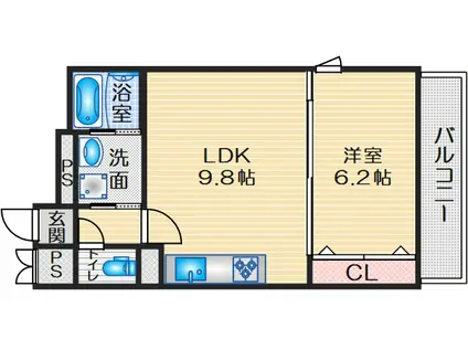 ソレイユ曽根東町(1LDK/2階)の間取り写真