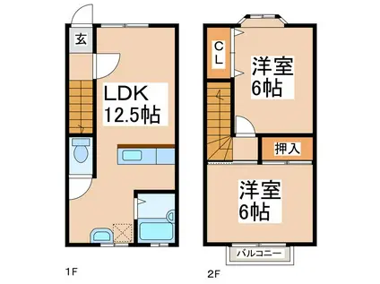 ビラ沖田 F(2LDK/1階)の間取り写真