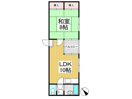 ルミエール常田(1LDK/2階)の間取り写真